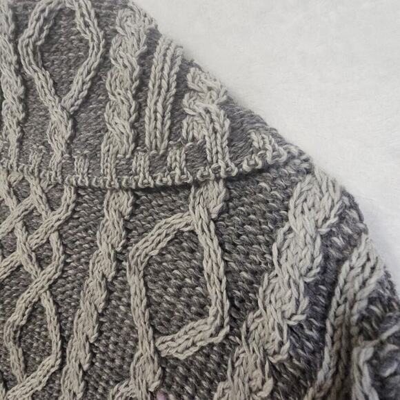 Aaron Craft NWT L Gray 100% Merino Wool Buttondown Grandpa VibeSweater Fisherman - Picture 15 of 16